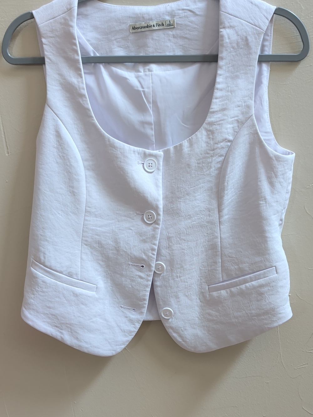 Abercrombie & Fitch White Linen-Blend Women's Vest